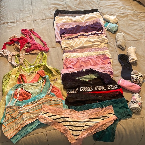 Other - 30 piece lot of used (clean and sanitized) sports bras panties socks